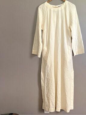 NWT Venroy Woven Stripe Kaftan Dress Size Small in Antique White